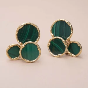 Fred Paris Paire de Clips Or Malachite