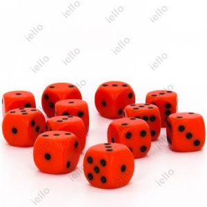 LOT DE 2 DÉS OPAQUES ORANGES POINTS NOIRS