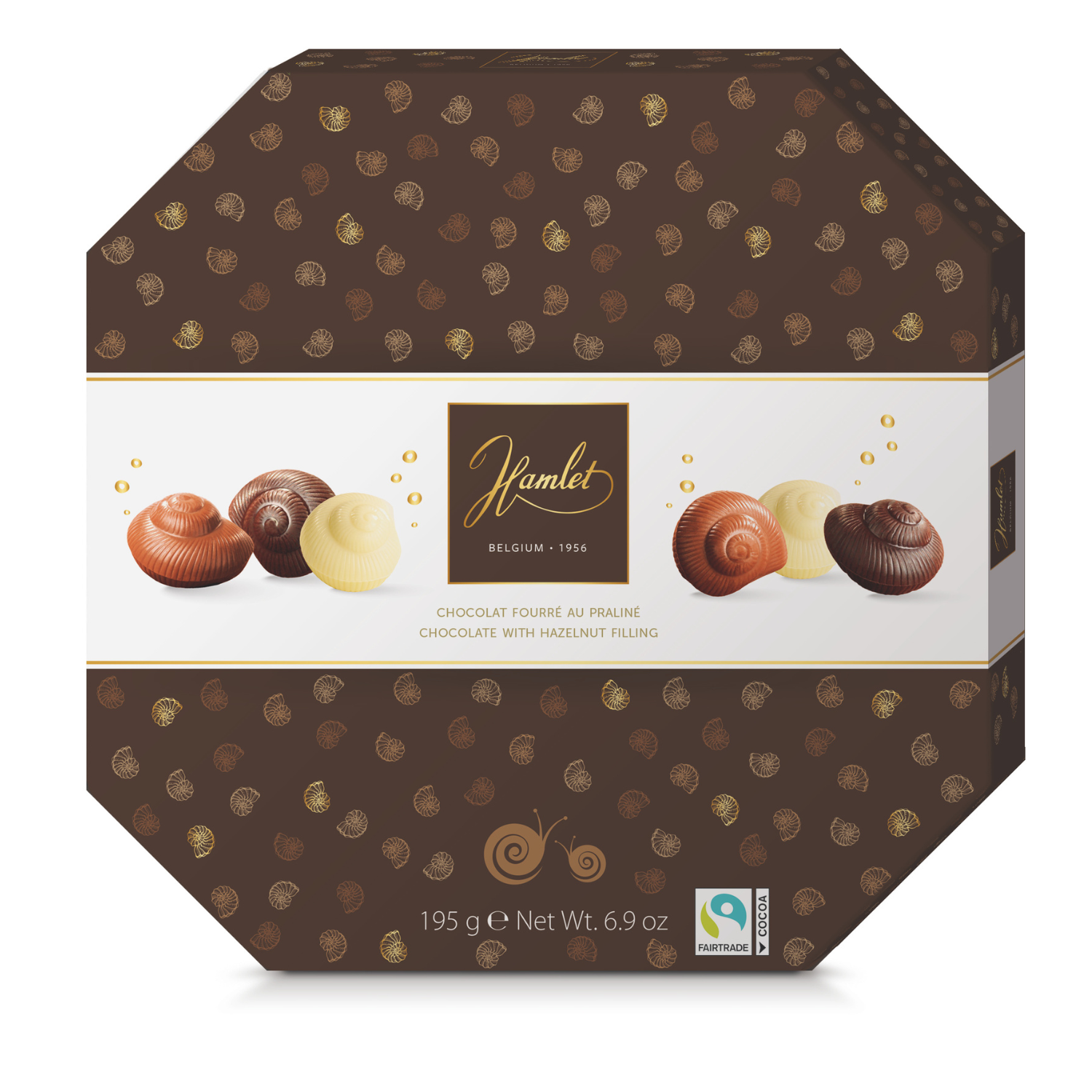 Boîte assortiment escargots au chocolat pralinés Hamlet 195gr