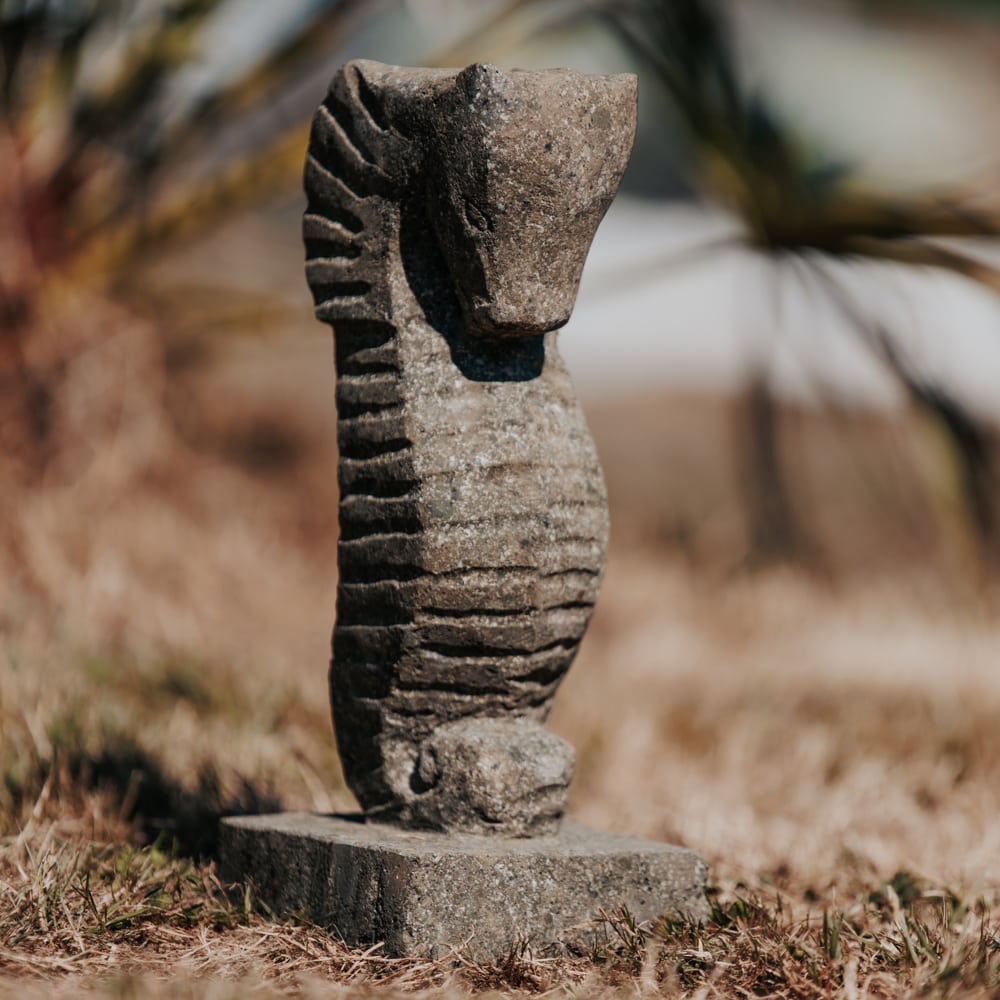 Statue hippocampe jardin extérieur en pierre volcanique 30 cm – Image 2