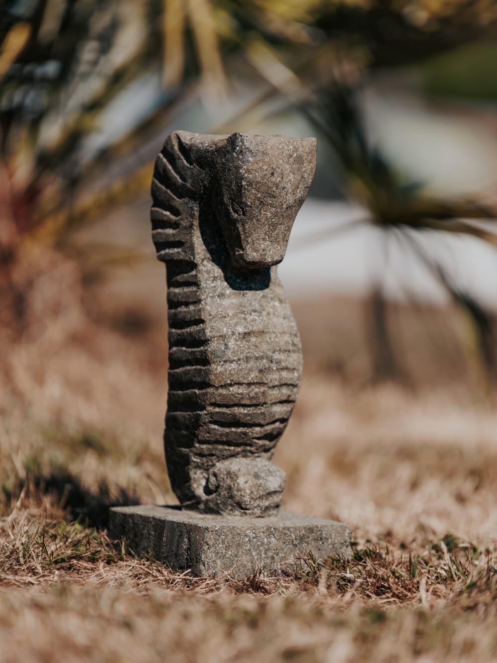 Statue hippocampe jardin extérieur en pierre volcanique 30 cm – Image 4