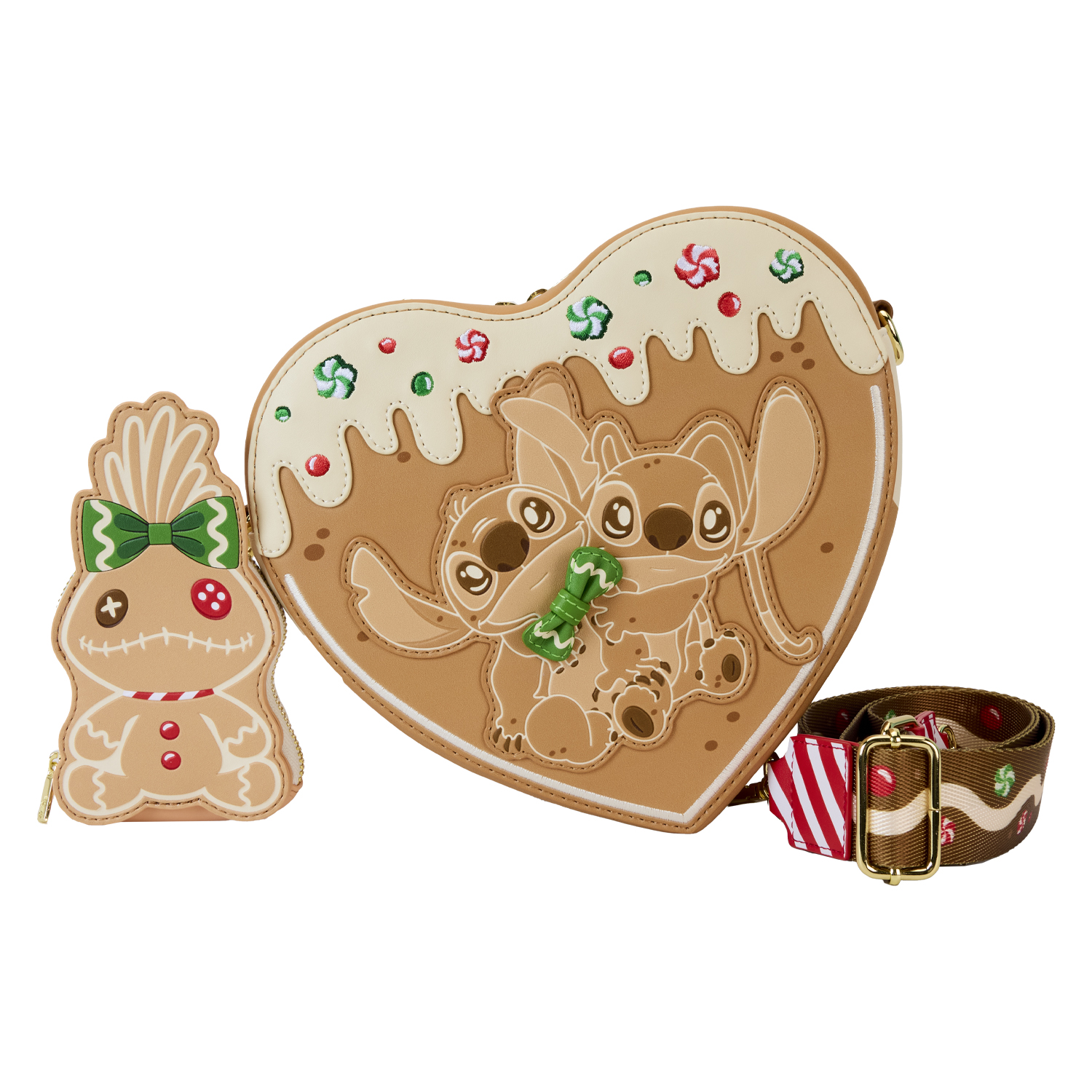 Loungefly Disney – Angel et Stitch Gingerbread Heart – Sac à bandoulière