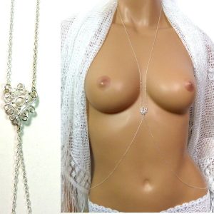 Chaîne de corps sexy motif filigrané Argent 925 massif