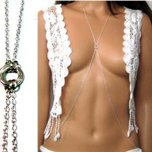 Chaine de corps femme anneau plaqué Argent