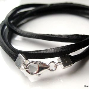 Bracelet Cuir 3 tours Argent 925 massif