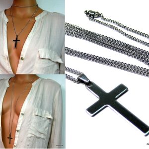 Collier long – Sautoir croix Acier inoxydable