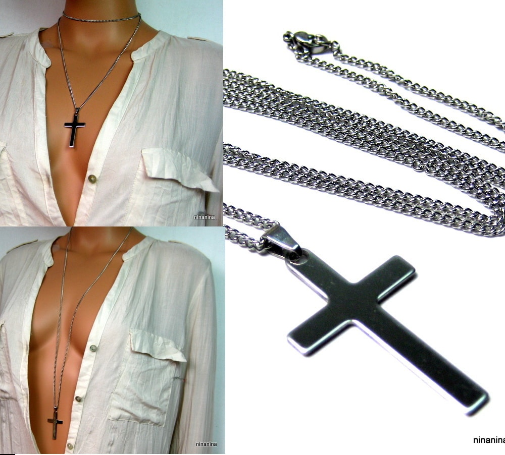 Collier long – Sautoir croix Acier inoxydable