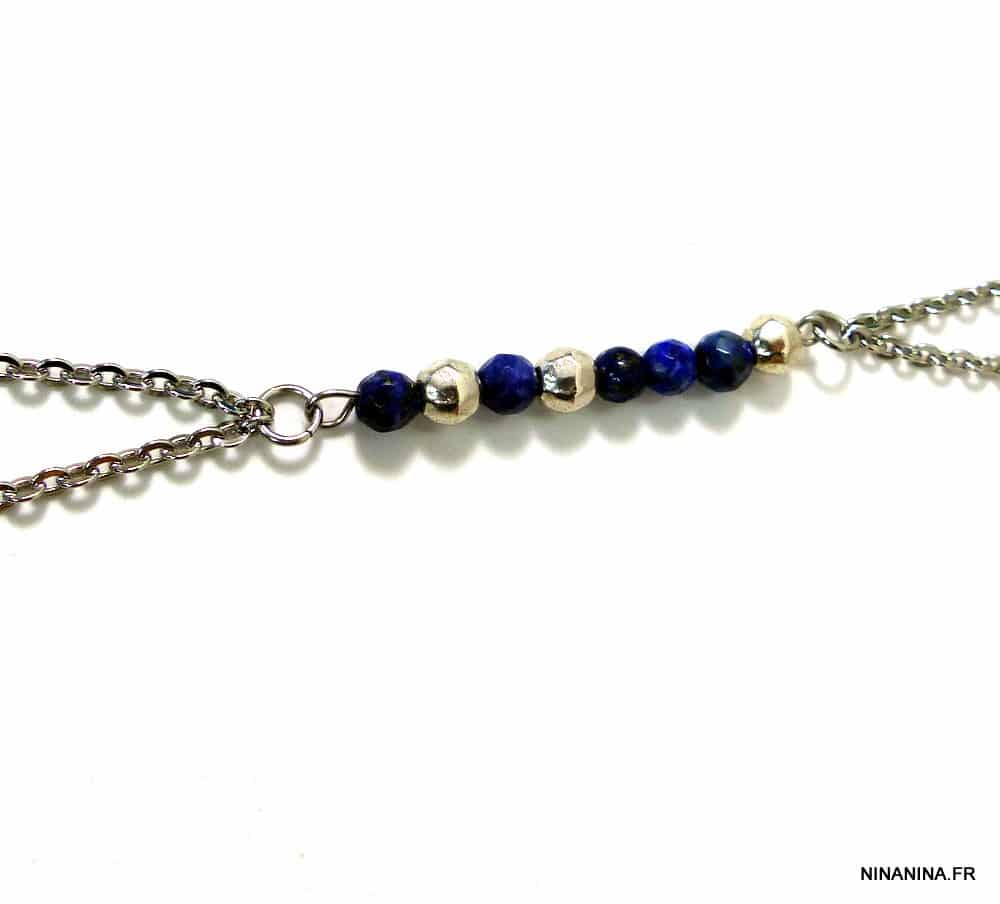 Chaine de corps Acier pierres semi précieuses Lapis Lazuli – Image 5