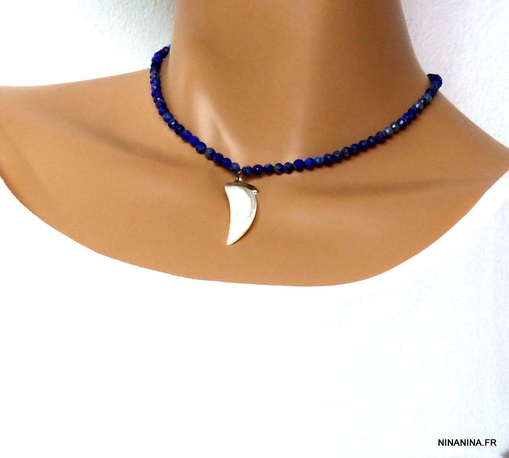 Collier lapis lazuli dent de requin – Image 3