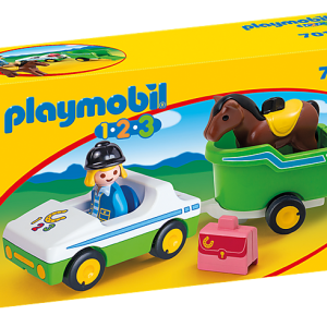 Playmobil 1.2.3 – 70181 Cavalière avec voiture et remorque