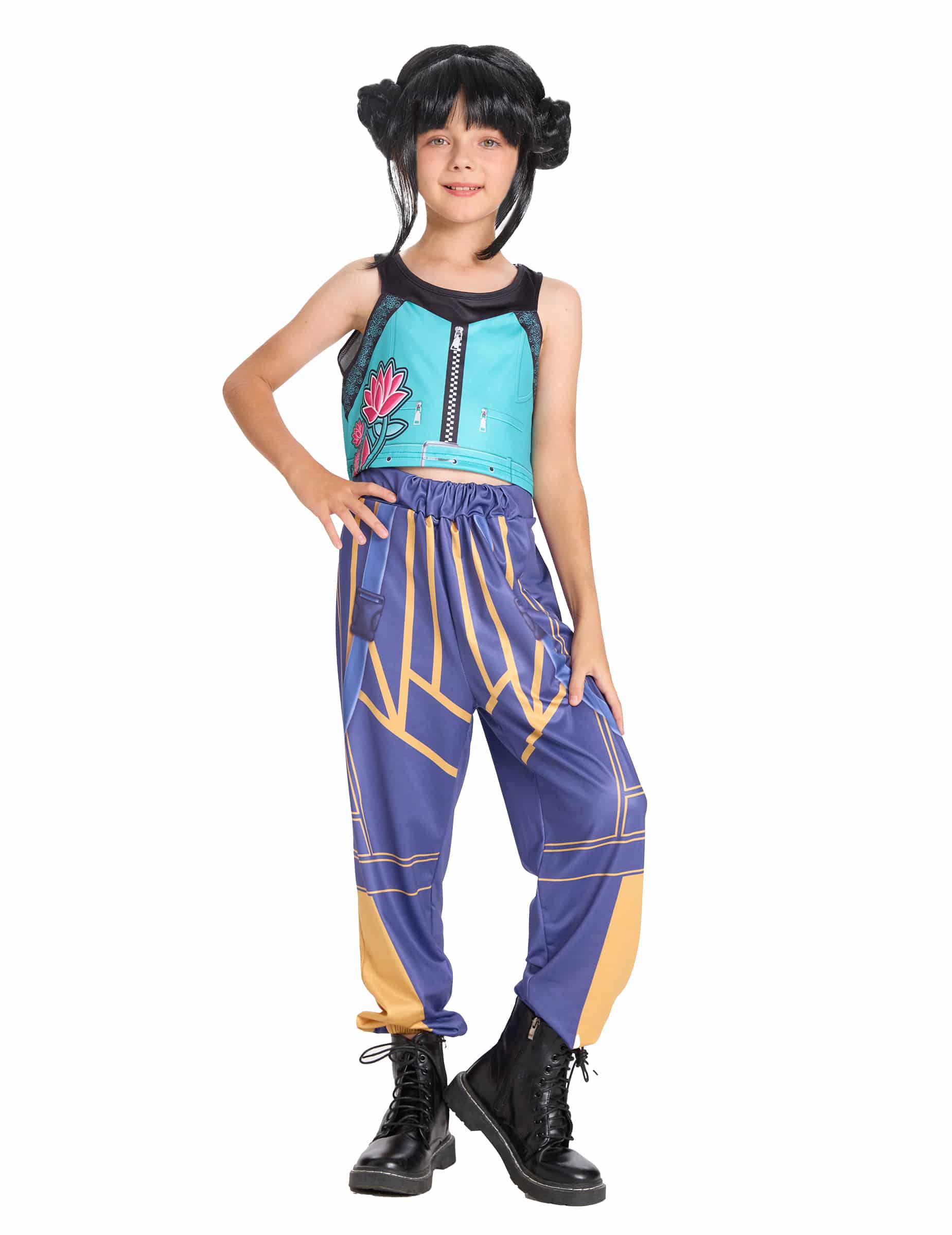 Déguisement Fille Chasseuse de Démon Pantalon Violet Kpop 7-9 Ans