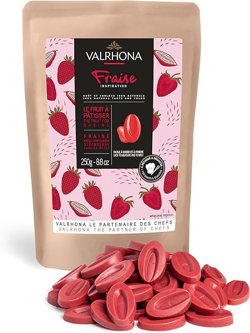 Chocolat noir à pâtisser Inspiration Fraise 250g – Valrhona – Image 2