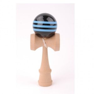 KENDAMA HETRE BOULE NOIRE BANDES BLEUES