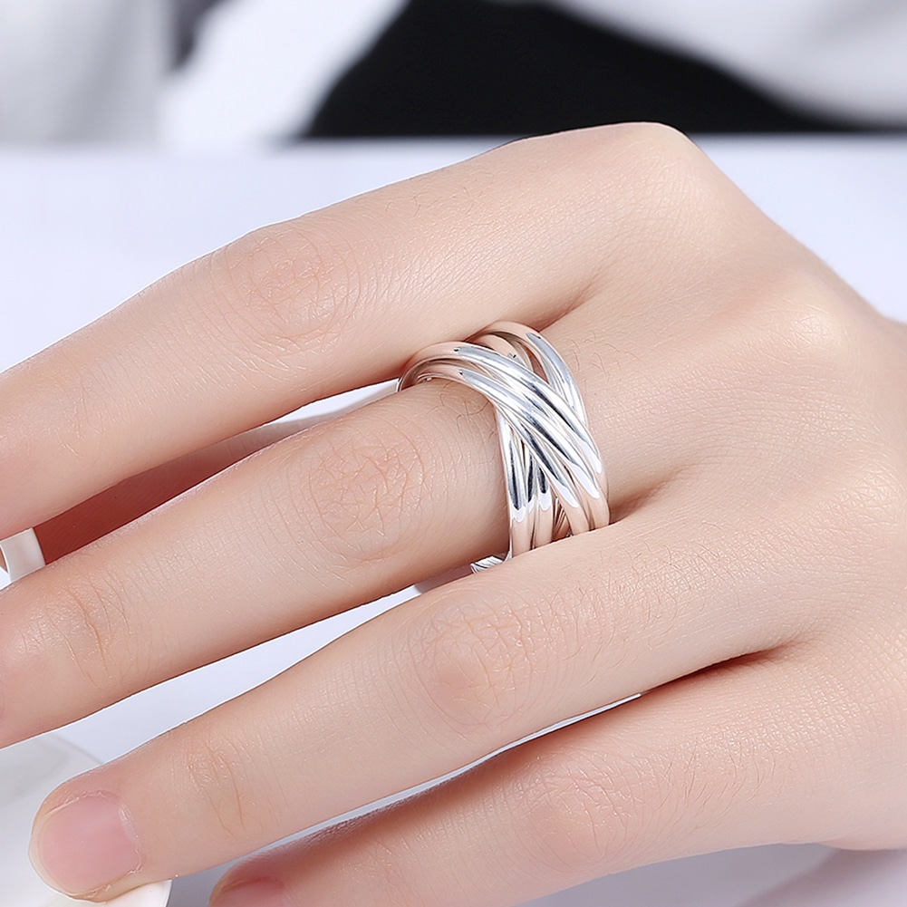 Bague 7 anneaux argent plaqué semainier – Image 3