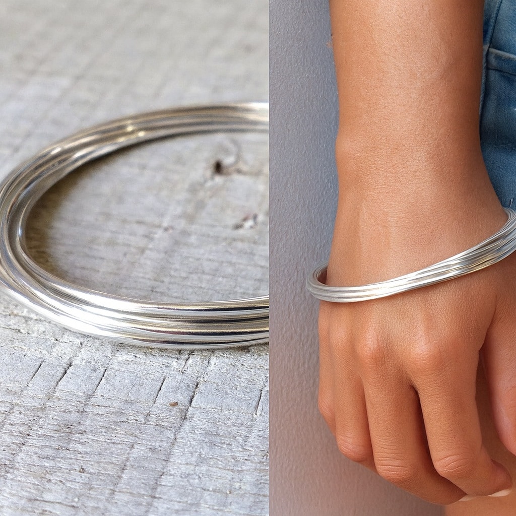 Bracelet Semainier Femme en Argent Plaqué – 7 Joncs Élégants et Intemporels – Image 7