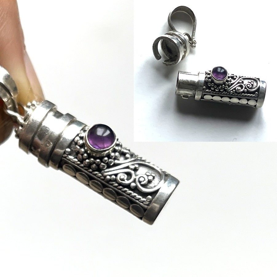 Collier funeraire Argent 925 et pierre Améthyste naturelle – Image 9