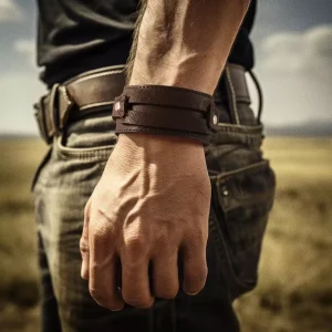 Bracelet de force en cuir marron pour homme