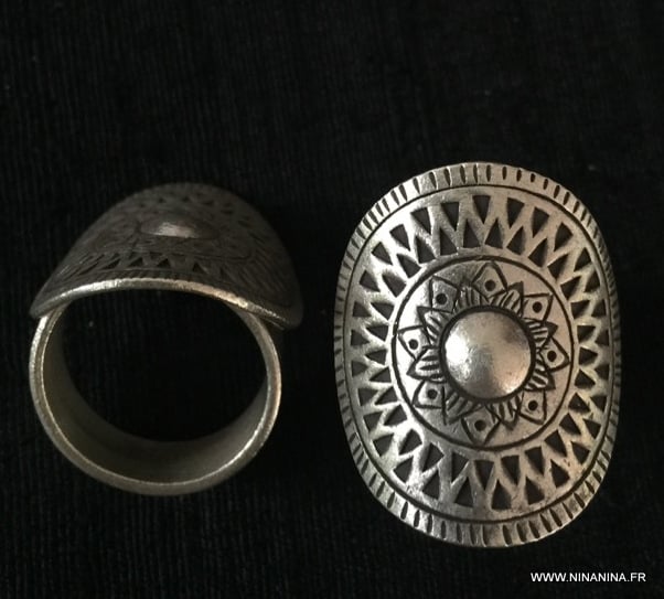 Bague mandala argent large ethnique ajustable – Image 5