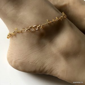 Chaine de cheville jaune citrine infini Plaqué Or