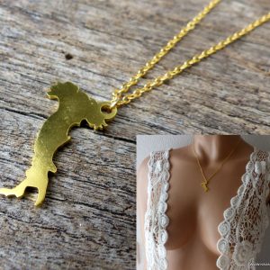 Collier pendentif carte italie Acier doré