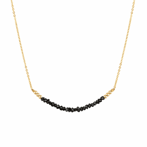 Collier Diamant noir brut femme artisanal sur fine chainette Plaqué or 14K gold filled