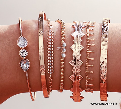 Ensemble de bracelets femme dorés style boheme chic