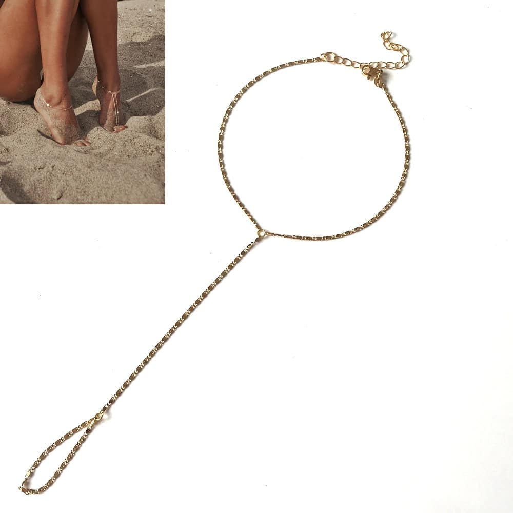 Chaine de pied or plaqué femme maille fantaisie – Image 5