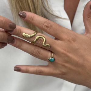 Bague serpent Acier inoxydable doré reglable femme